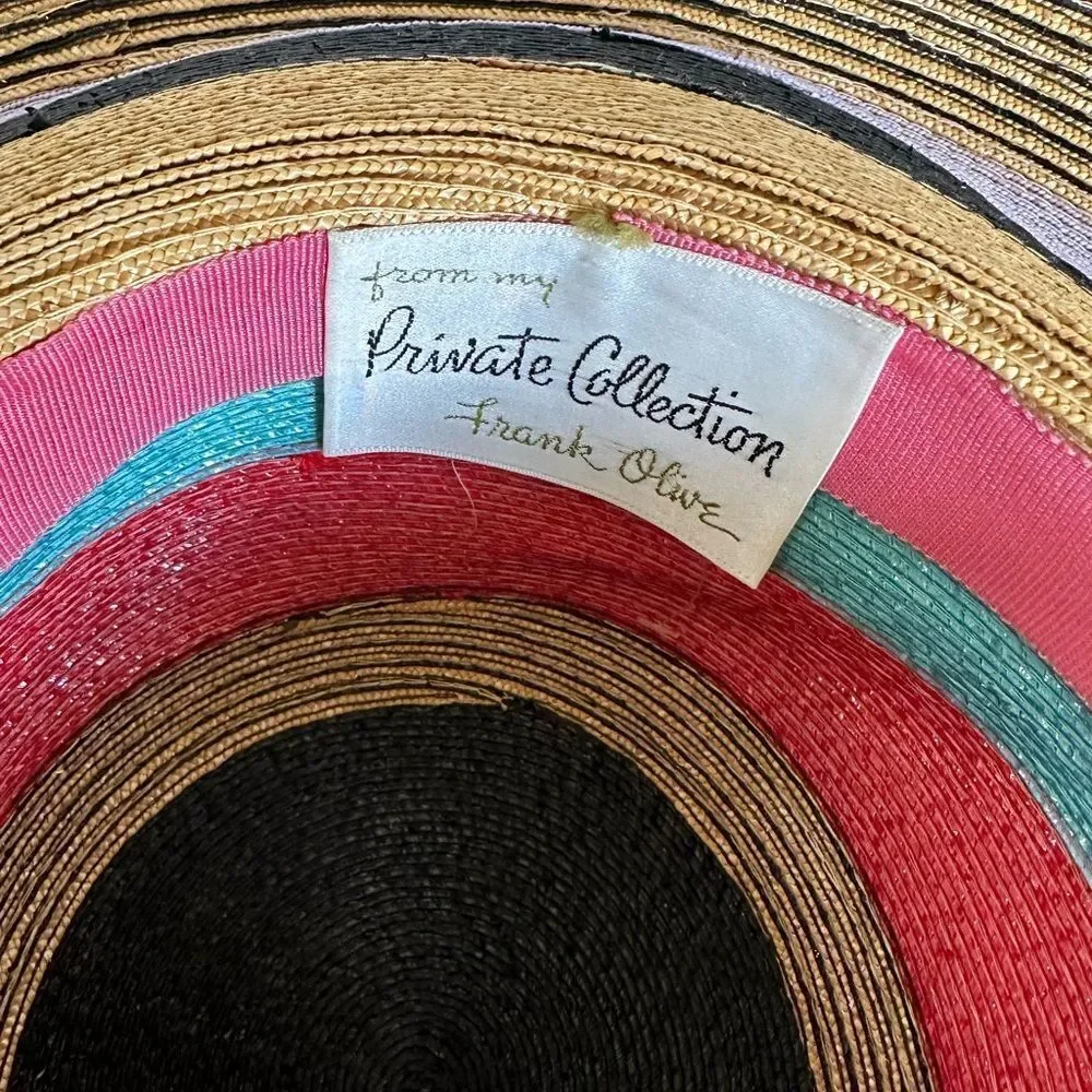 Frank Olive Private Collection vintage 1970’s colorful wide brim straw hat - Picture 6 of 6